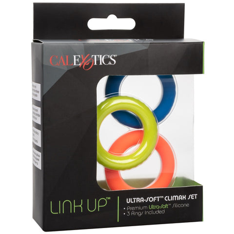 CalExotics Link Up Ultra-Soft Climax Silicone Cock Ring Set - Extreme Toyz Singapore - https://extremetoyz.com.sg - Sex Toys and Lingerie Online Store - Bondage Gear / Vibrators / Electrosex Toys / Wireless Remote Control Vibes / Sexy Lingerie and Role Play / BDSM / Dungeon Furnitures / Dildos and Strap Ons &nbsp;/ Anal and Prostate Massagers / Anal Douche and Cleaning Aide / Delay Sprays and Gels / Lubricants and more...