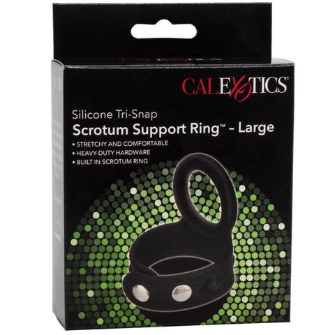 CalExotics Rings! Silicone Tri-Snap Scrotum Support Ring - Large - Extreme Toyz Singapore - https://extremetoyz.com.sg - Sex Toys and Lingerie Online Store - Bondage Gear / Vibrators / Electrosex Toys / Wireless Remote Control Vibes / Sexy Lingerie and Role Play / BDSM / Dungeon Furnitures / Dildos and Strap Ons &nbsp;/ Anal and Prostate Massagers / Anal Douche and Cleaning Aide / Delay Sprays and Gels / Lubricants and more...