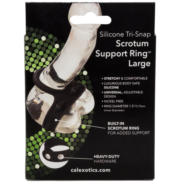 CalExotics Rings! Silicone Tri-Snap Scrotum Support Ring - Large - Extreme Toyz Singapore - https://extremetoyz.com.sg - Sex Toys and Lingerie Online Store - Bondage Gear / Vibrators / Electrosex Toys / Wireless Remote Control Vibes / Sexy Lingerie and Role Play / BDSM / Dungeon Furnitures / Dildos and Strap Ons &nbsp;/ Anal and Prostate Massagers / Anal Douche and Cleaning Aide / Delay Sprays and Gels / Lubricants and more...