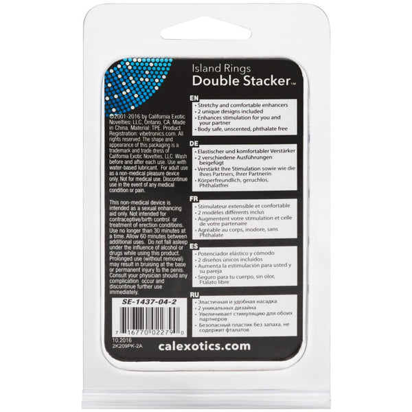 CalExotics Rings! Island Rings Double Stacker - Pink - Extreme Toyz Singapore - https://extremetoyz.com.sg - Sex Toys and Lingerie Online Store - Bondage Gear / Vibrators / Electrosex Toys / Wireless Remote Control Vibes / Sexy Lingerie and Role Play / BDSM / Dungeon Furnitures / Dildos and Strap Ons &nbsp;/ Anal and Prostate Massagers / Anal Douche and Cleaning Aide / Delay Sprays and Gels / Lubricants and more...