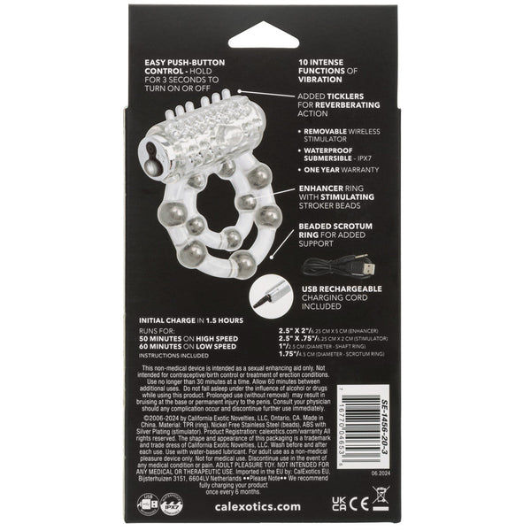 Couple's Enhancers 10 Bead Maximus Rechargeable Vibrating Cock Ring