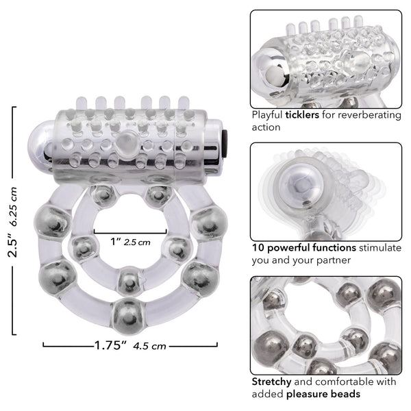 Couple's Enhancers 10 Bead Maximus Rechargeable Vibrating Cock Ring