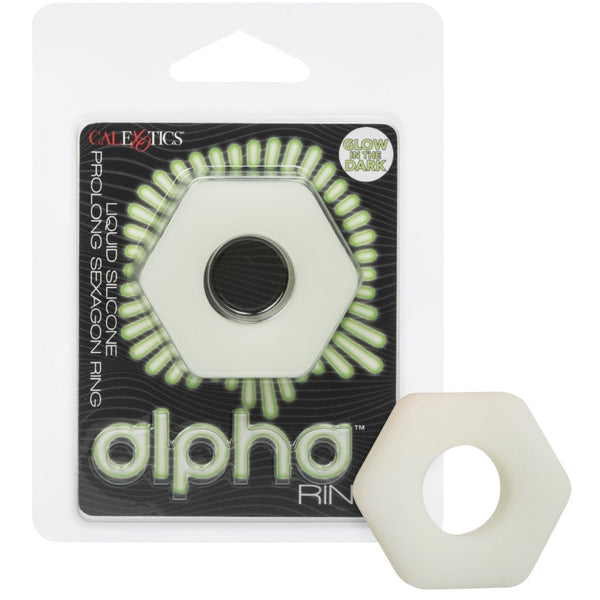 Alpha Glow-In-The-Dark Liquid Silicone Prolong Sexagon Ring