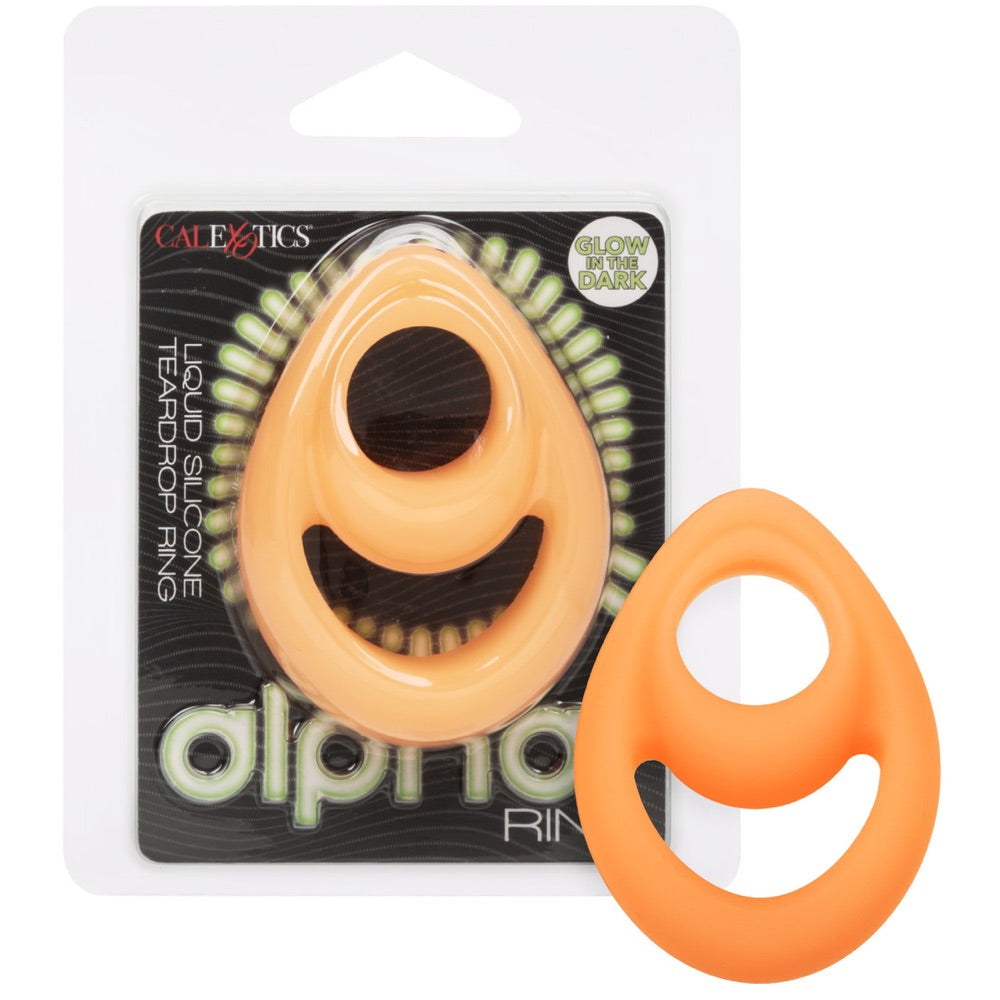 Alpha Glow-In-The-Dark Liquid Silicone Teardrop Ring