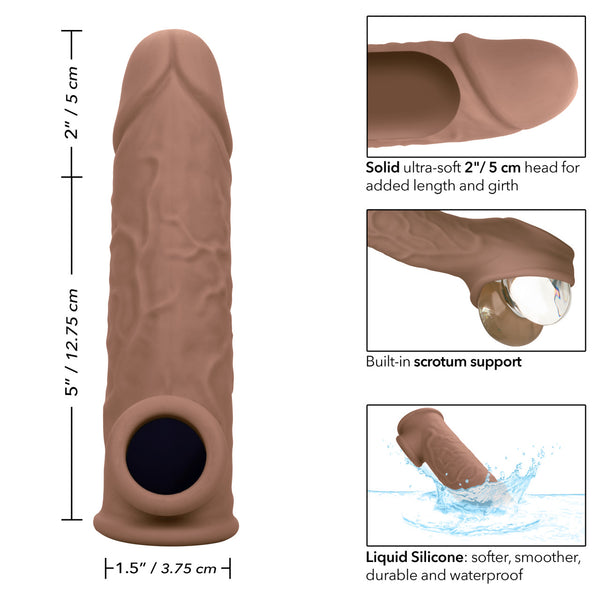 CalExotics Performance Maxx Life-Like 7” Silicone Extension - Brown - Extreme Toyz Singapore - https://extremetoyz.com.sg - Sex Toys and Lingerie Online Store - Bondage Gear / Vibrators / Electrosex Toys / Wireless Remote Control Vibes / Sexy Lingerie and Role Play / BDSM / Dungeon Furnitures / Dildos and Strap Ons &nbsp;/ Anal and Prostate Massagers / Anal Douche and Cleaning Aide / Delay Sprays and Gels / Lubricants and more...