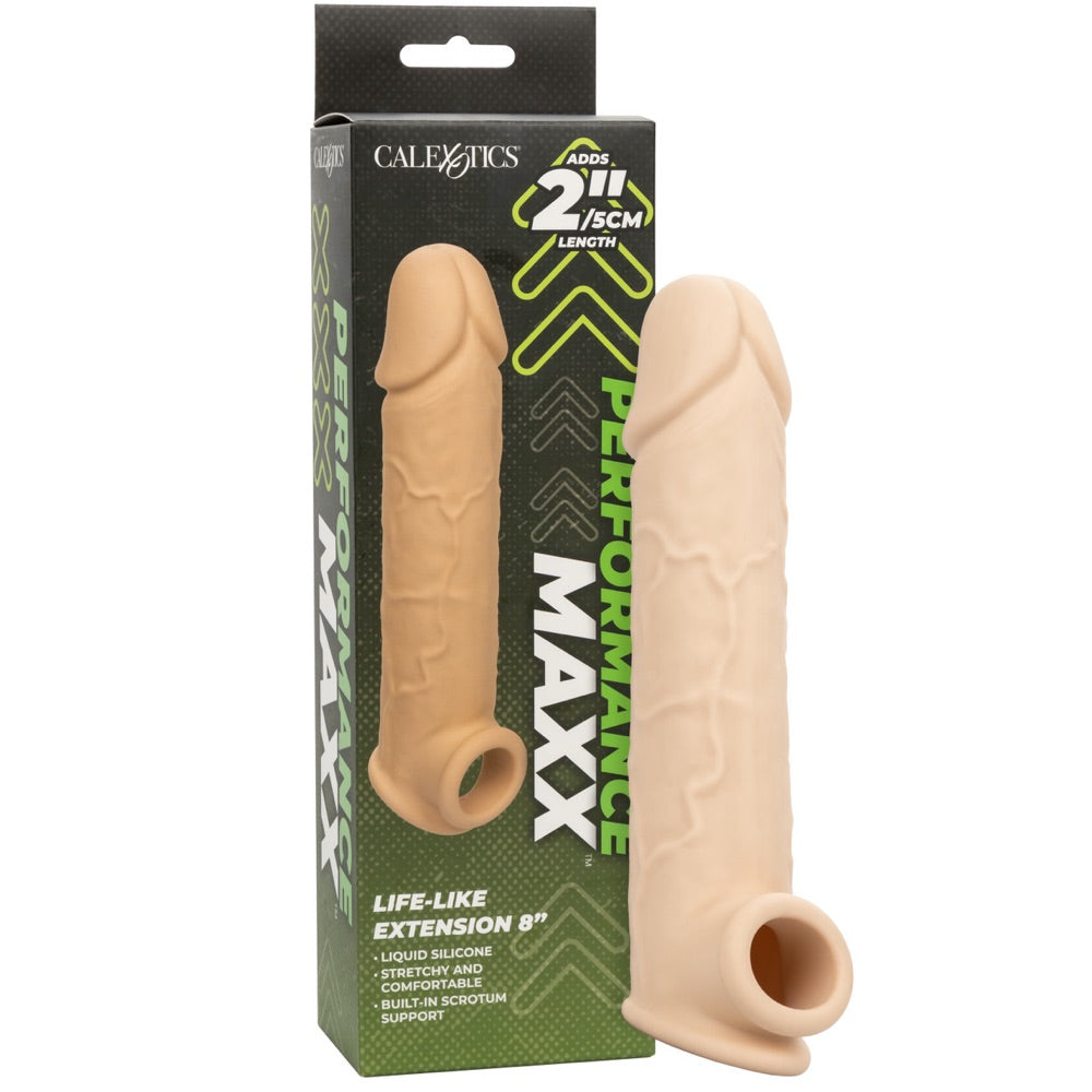 CalExotics Performance Maxx Life-Like 8” Silicone Extension - Ivory - Extreme Toyz Singapore - https://extremetoyz.com.sg - Sex Toys and Lingerie Online Store - Bondage Gear / Vibrators / Electrosex Toys / Wireless Remote Control Vibes / Sexy Lingerie and Role Play / BDSM / Dungeon Furnitures / Dildos and Strap Ons &nbsp;/ Anal and Prostate Massagers / Anal Douche and Cleaning Aide / Delay Sprays and Gels / Lubricants and more...