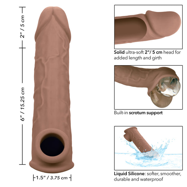 CalExotics Performance Maxx Life-Like 8” Silicone Extension  - Brown - Extreme Toyz Singapore - https://extremetoyz.com.sg - Sex Toys and Lingerie Online Store - Bondage Gear / Vibrators / Electrosex Toys / Wireless Remote Control Vibes / Sexy Lingerie and Role Play / BDSM / Dungeon Furnitures / Dildos and Strap Ons &nbsp;/ Anal and Prostate Massagers / Anal Douche and Cleaning Aide / Delay Sprays and Gels / Lubricants and more...