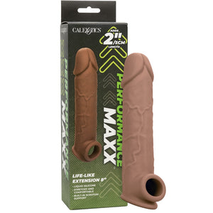 CalExotics Performance Maxx Life-Like 8” Silicone Extension  - Brown - Extreme Toyz Singapore - https://extremetoyz.com.sg - Sex Toys and Lingerie Online Store - Bondage Gear / Vibrators / Electrosex Toys / Wireless Remote Control Vibes / Sexy Lingerie and Role Play / BDSM / Dungeon Furnitures / Dildos and Strap Ons &nbsp;/ Anal and Prostate Massagers / Anal Douche and Cleaning Aide / Delay Sprays and Gels / Lubricants and more...