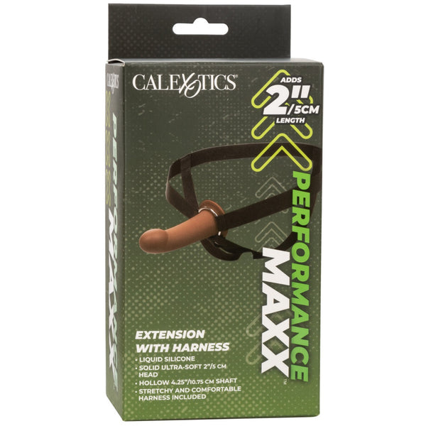 CalExotics Performance Maxx Silicone Hollow Extension with Harness - Brown - Extreme Toyz Singapore - https://extremetoyz.com.sg - Sex Toys and Lingerie Online Store - Bondage Gear / Vibrators / Electrosex Toys / Wireless Remote Control Vibes / Sexy Lingerie and Role Play / BDSM / Dungeon Furnitures / Dildos and Strap Ons &nbsp;/ Anal and Prostate Massagers / Anal Douche and Cleaning Aide / Delay Sprays and Gels / Lubricants and more...