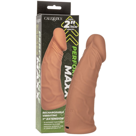 Performance Maxx 7" Rechargeable Silicone Vibrating Extension - Brown
