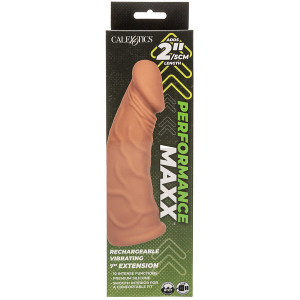 Performance Maxx 7" Rechargeable Silicone Vibrating Extension - Brown