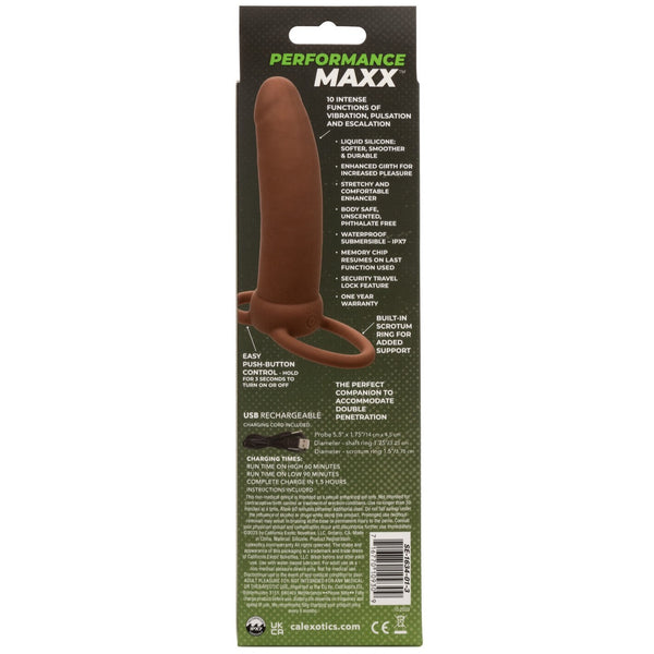 CalExotics Performance Maxx Rechargeable Silicone Thick Dual Penetrator - Brown - Extreme Toyz Singapore - https://extremetoyz.com.sg - Sex Toys and Lingerie Online Store - Bondage Gear / Vibrators / Electrosex Toys / Wireless Remote Control Vibes / Sexy Lingerie and Role Play / BDSM / Dungeon Furnitures / Dildos and Strap Ons &nbsp;/ Anal and Prostate Massagers / Anal Douche and Cleaning Aide / Delay Sprays and Gels / Lubricants and more...