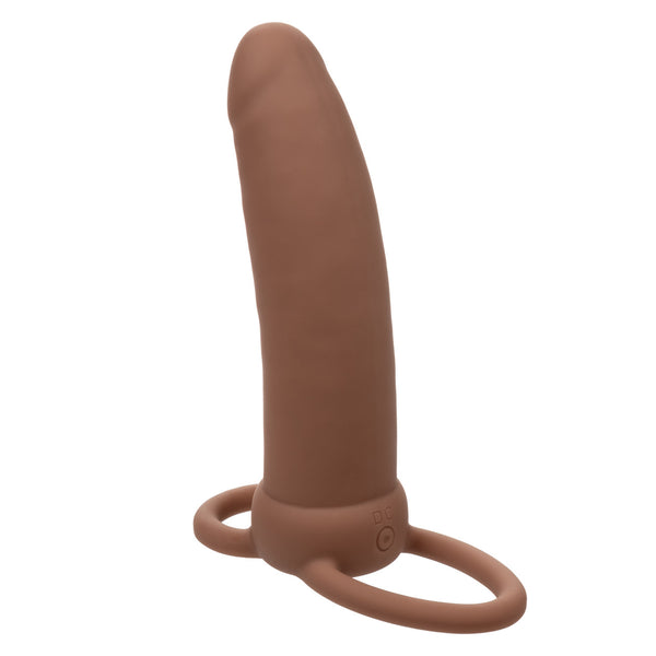 CalExotics Performance Maxx Rechargeable Silicone Thick Dual Penetrator - Brown - Extreme Toyz Singapore - https://extremetoyz.com.sg - Sex Toys and Lingerie Online Store - Bondage Gear / Vibrators / Electrosex Toys / Wireless Remote Control Vibes / Sexy Lingerie and Role Play / BDSM / Dungeon Furnitures / Dildos and Strap Ons &nbsp;/ Anal and Prostate Massagers / Anal Douche and Cleaning Aide / Delay Sprays and Gels / Lubricants and more...