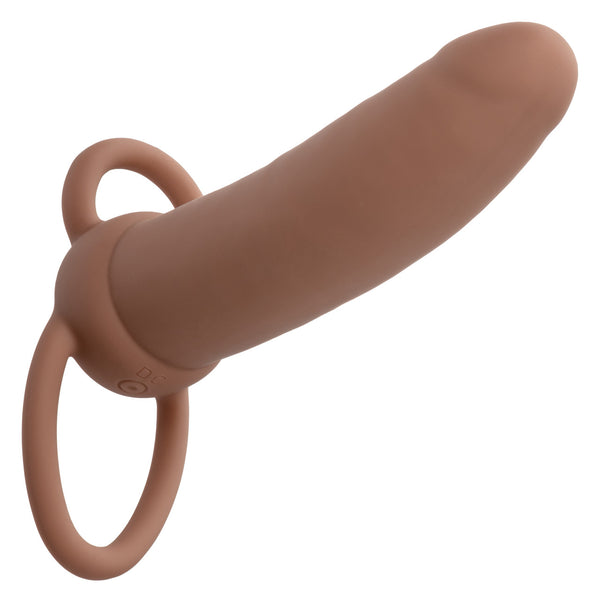 CalExotics Performance Maxx Rechargeable Silicone Thick Dual Penetrator - Brown - Extreme Toyz Singapore - https://extremetoyz.com.sg - Sex Toys and Lingerie Online Store - Bondage Gear / Vibrators / Electrosex Toys / Wireless Remote Control Vibes / Sexy Lingerie and Role Play / BDSM / Dungeon Furnitures / Dildos and Strap Ons &nbsp;/ Anal and Prostate Massagers / Anal Douche and Cleaning Aide / Delay Sprays and Gels / Lubricants and more...