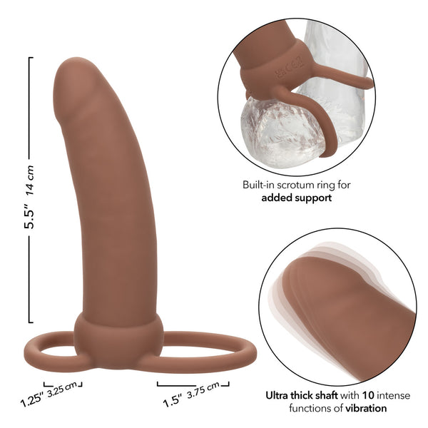 CalExotics Performance Maxx Rechargeable Silicone Thick Dual Penetrator - Brown - Extreme Toyz Singapore - https://extremetoyz.com.sg - Sex Toys and Lingerie Online Store - Bondage Gear / Vibrators / Electrosex Toys / Wireless Remote Control Vibes / Sexy Lingerie and Role Play / BDSM / Dungeon Furnitures / Dildos and Strap Ons &nbsp;/ Anal and Prostate Massagers / Anal Douche and Cleaning Aide / Delay Sprays and Gels / Lubricants and more...