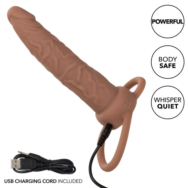 CalExotics Performance Maxx Rechargeable Silicone Dual Penetrator - Brown - Extreme Toyz Singapore - https://extremetoyz.com.sg - Sex Toys and Lingerie Online Store - Bondage Gear / Vibrators / Electrosex Toys / Wireless Remote Control Vibes / Sexy Lingerie and Role Play / BDSM / Dungeon Furnitures / Dildos and Strap Ons &nbsp;/ Anal and Prostate Massagers / Anal Douche and Cleaning Aide / Delay Sprays and Gels / Lubricants and more...