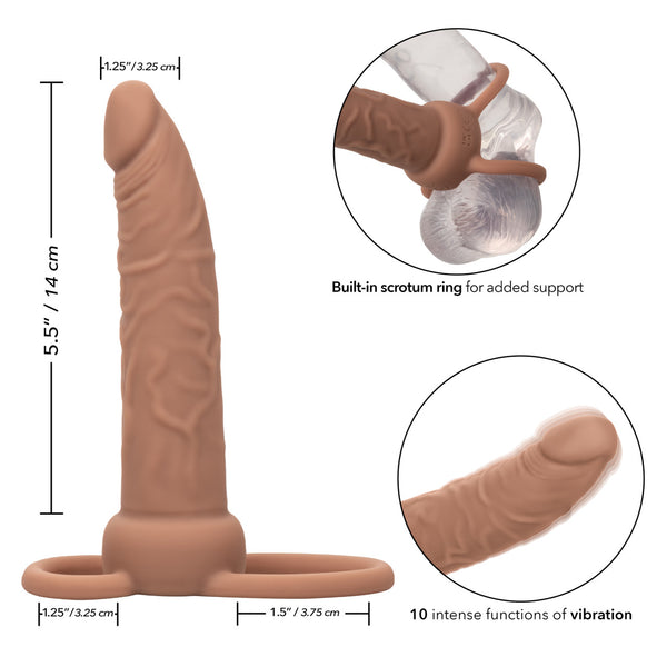 CalExotics Performance Maxx Rechargeable Silicone Dual Penetrator - Brown - Extreme Toyz Singapore - https://extremetoyz.com.sg - Sex Toys and Lingerie Online Store - Bondage Gear / Vibrators / Electrosex Toys / Wireless Remote Control Vibes / Sexy Lingerie and Role Play / BDSM / Dungeon Furnitures / Dildos and Strap Ons &nbsp;/ Anal and Prostate Massagers / Anal Douche and Cleaning Aide / Delay Sprays and Gels / Lubricants and more...