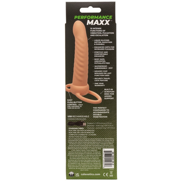 CalExotics Performance Maxx Rechargeable Silicone Ribbed Dual Penetrator - Ivory - Extreme Toyz Singapore - https://extremetoyz.com.sg - Sex Toys and Lingerie Online Store - Bondage Gear / Vibrators / Electrosex Toys / Wireless Remote Control Vibes / Sexy Lingerie and Role Play / BDSM / Dungeon Furnitures / Dildos and Strap Ons &nbsp;/ Anal and Prostate Massagers / Anal Douche and Cleaning Aide / Delay Sprays and Gels / Lubricants and more...