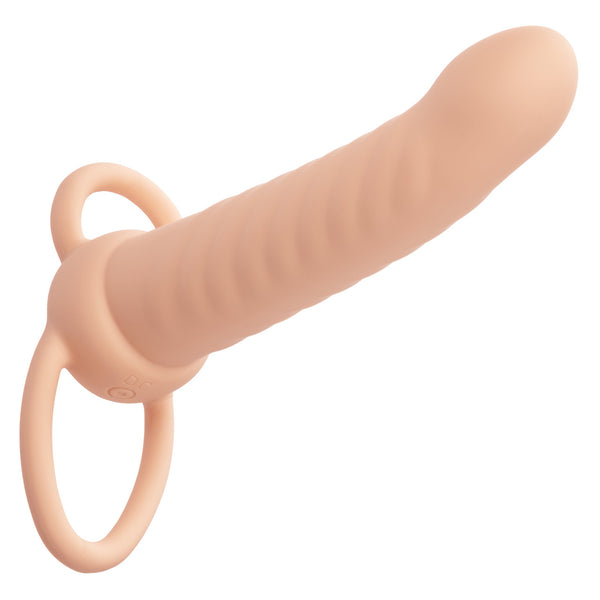 CalExotics Performance Maxx Rechargeable Silicone Ribbed Dual Penetrator - Ivory - Extreme Toyz Singapore - https://extremetoyz.com.sg - Sex Toys and Lingerie Online Store - Bondage Gear / Vibrators / Electrosex Toys / Wireless Remote Control Vibes / Sexy Lingerie and Role Play / BDSM / Dungeon Furnitures / Dildos and Strap Ons &nbsp;/ Anal and Prostate Massagers / Anal Douche and Cleaning Aide / Delay Sprays and Gels / Lubricants and more...