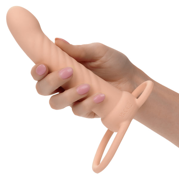 CalExotics Performance Maxx Rechargeable Silicone Ribbed Dual Penetrator - Ivory - Extreme Toyz Singapore - https://extremetoyz.com.sg - Sex Toys and Lingerie Online Store - Bondage Gear / Vibrators / Electrosex Toys / Wireless Remote Control Vibes / Sexy Lingerie and Role Play / BDSM / Dungeon Furnitures / Dildos and Strap Ons &nbsp;/ Anal and Prostate Massagers / Anal Douche and Cleaning Aide / Delay Sprays and Gels / Lubricants and more...