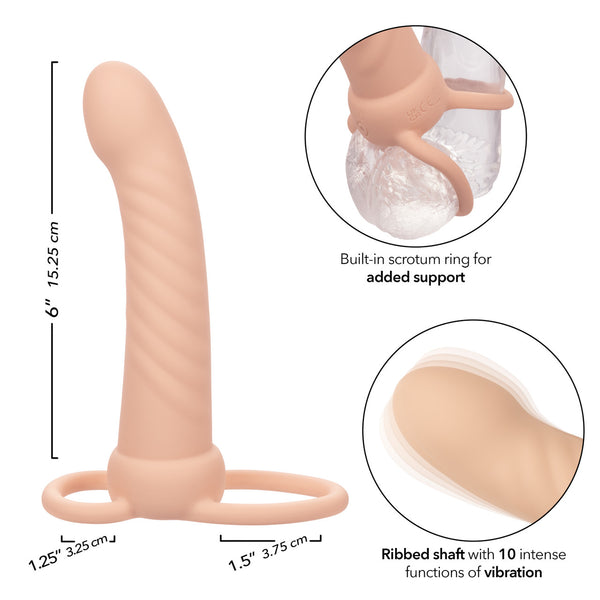 CalExotics Performance Maxx Rechargeable Silicone Ribbed Dual Penetrator - Ivory - Extreme Toyz Singapore - https://extremetoyz.com.sg - Sex Toys and Lingerie Online Store - Bondage Gear / Vibrators / Electrosex Toys / Wireless Remote Control Vibes / Sexy Lingerie and Role Play / BDSM / Dungeon Furnitures / Dildos and Strap Ons &nbsp;/ Anal and Prostate Massagers / Anal Douche and Cleaning Aide / Delay Sprays and Gels / Lubricants and more...