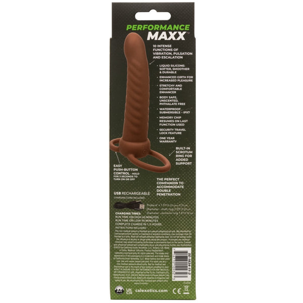 CalExotics Performance Maxx Rechargeable Silicone Ribbed Dual Penetrator - Brown - Extreme Toyz Singapore - https://extremetoyz.com.sg - Sex Toys and Lingerie Online Store - Bondage Gear / Vibrators / Electrosex Toys / Wireless Remote Control Vibes / Sexy Lingerie and Role Play / BDSM / Dungeon Furnitures / Dildos and Strap Ons &nbsp;/ Anal and Prostate Massagers / Anal Douche and Cleaning Aide / Delay Sprays and Gels / Lubricants and more...