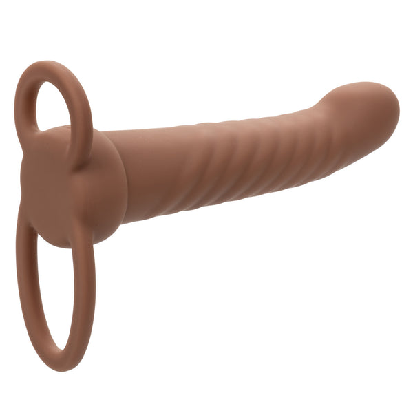 CalExotics Performance Maxx Rechargeable Silicone Ribbed Dual Penetrator - Brown - Extreme Toyz Singapore - https://extremetoyz.com.sg - Sex Toys and Lingerie Online Store - Bondage Gear / Vibrators / Electrosex Toys / Wireless Remote Control Vibes / Sexy Lingerie and Role Play / BDSM / Dungeon Furnitures / Dildos and Strap Ons &nbsp;/ Anal and Prostate Massagers / Anal Douche and Cleaning Aide / Delay Sprays and Gels / Lubricants and more...