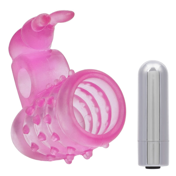 Basic Essentials Rechargeable Stretchy Vibrating Bunny Enhancer