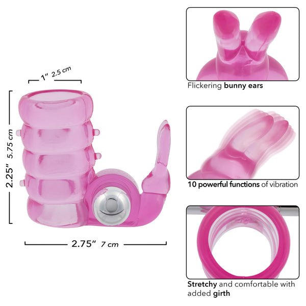 Basic Essentials Rechargeable Stretchy Vibrating Bunny Enhancer