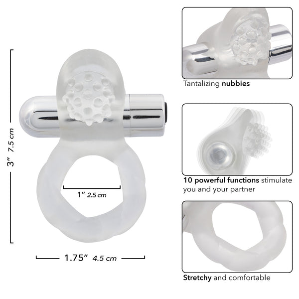 Couple's Enhancers Nubby Lover's Delight Rechargeable Vibrating Cock Ring