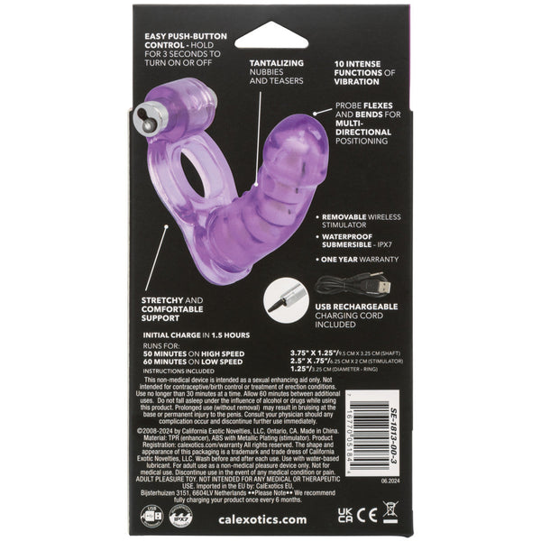 Couple's Enhancers Double Diver Rechargeable Duo Penetrator Vibrating Cock Ring