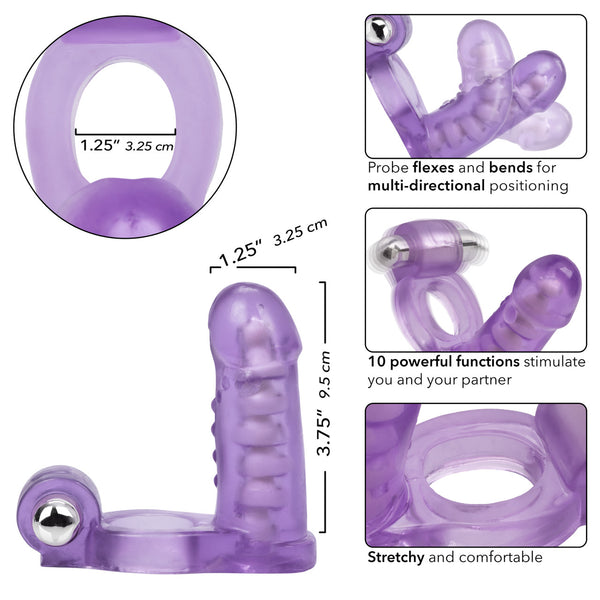 Couple's Enhancers Double Diver Rechargeable Duo Penetrator Vibrating Cock Ring