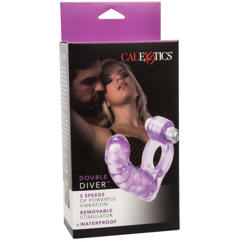CalExotics Double Diver Duo Penetrator Vibrating Cock Ring - Extreme Toyz Singapore - https://extremetoyz.com.sg - Sex Toys and Lingerie Online Store - Bondage Gear / Vibrators / Electrosex Toys / Wireless Remote Control Vibes / Sexy Lingerie and Role Play / BDSM / Dungeon Furnitures / Dildos and Strap Ons  / Anal and Prostate Massagers / Anal Douche and Cleaning Aide / Delay Sprays and Gels / Lubricants and more...