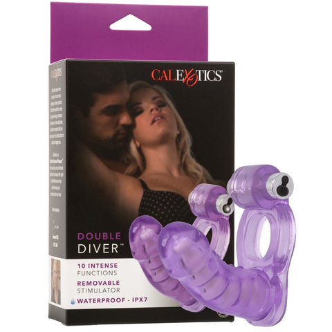 Couple's Enhancers Double Diver Rechargeable Duo Penetrator Vibrating Cock Ring