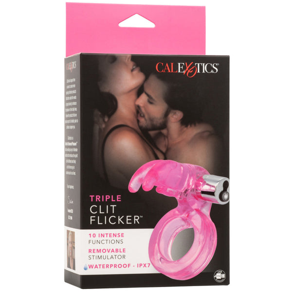 Couple's Enhancers Triple Clit Flicker Rechargeable Vibrating Cock Ring