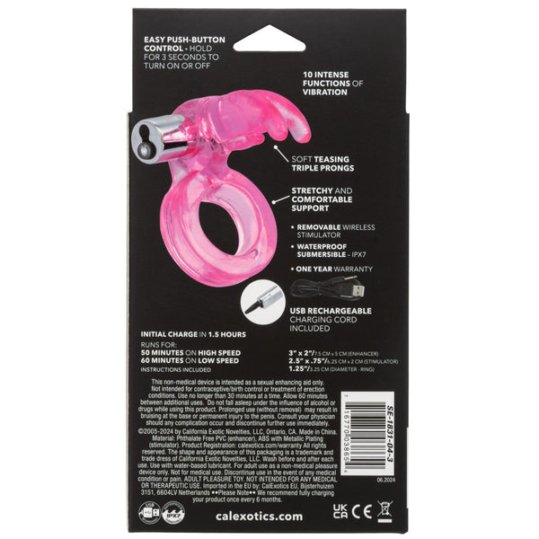 Couple's Enhancers Triple Clit Flicker Rechargeable Vibrating Cock Ring