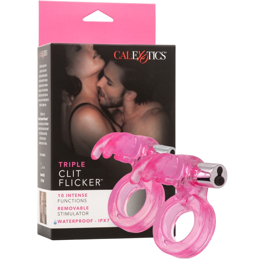 Couple's Enhancers Triple Clit Flicker Rechargeable Vibrating Cock Ring