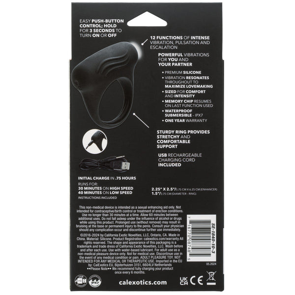 Couple's Enhancers Silicone Rechargeable Lover's Arouser Vibrating  Cock Ring