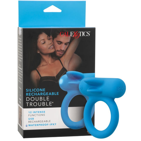 Couple's Enhancers Silicone Rechargeable Double Trouble Vibrating Cock Ring