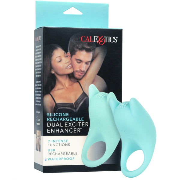 CalExotics Couple's Enhancers Silicone Rechargeable Dual Exciter Enhancer - Extreme Toyz Singapore - https://extremetoyz.com.sg - Sex Toys and Lingerie Online Store - Bondage Gear / Vibrators / Electrosex Toys / Wireless Remote Control Vibes / Sexy Lingerie and Role Play / BDSM / Dungeon Furnitures / Dildos and Strap Ons &nbsp;/ Anal and Prostate Massagers / Anal Douche and Cleaning Aide / Delay Sprays and Gels / Lubricants and more...