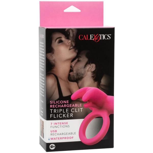 CalExotics Couple's Enhancers Silicone Rechargeable Triple Clit Flicker - Extreme Toyz Singapore - https://extremetoyz.com.sg - Sex Toys and Lingerie Online Store - Bondage Gear / Vibrators / Electrosex Toys / Wireless Remote Control Vibes / Sexy Lingerie and Role Play / BDSM / Dungeon Furnitures / Dildos and Strap Ons &nbsp;/ Anal and Prostate Massagers / Anal Douche and Cleaning Aide / Delay Sprays and Gels / Lubricants and more...