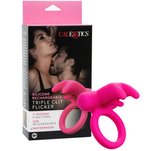 CalExotics Couple's Enhancers Silicone Rechargeable Triple Clit Flicker - Extreme Toyz Singapore - https://extremetoyz.com.sg - Sex Toys and Lingerie Online Store - Bondage Gear / Vibrators / Electrosex Toys / Wireless Remote Control Vibes / Sexy Lingerie and Role Play / BDSM / Dungeon Furnitures / Dildos and Strap Ons &nbsp;/ Anal and Prostate Massagers / Anal Douche and Cleaning Aide / Delay Sprays and Gels / Lubricants and more...