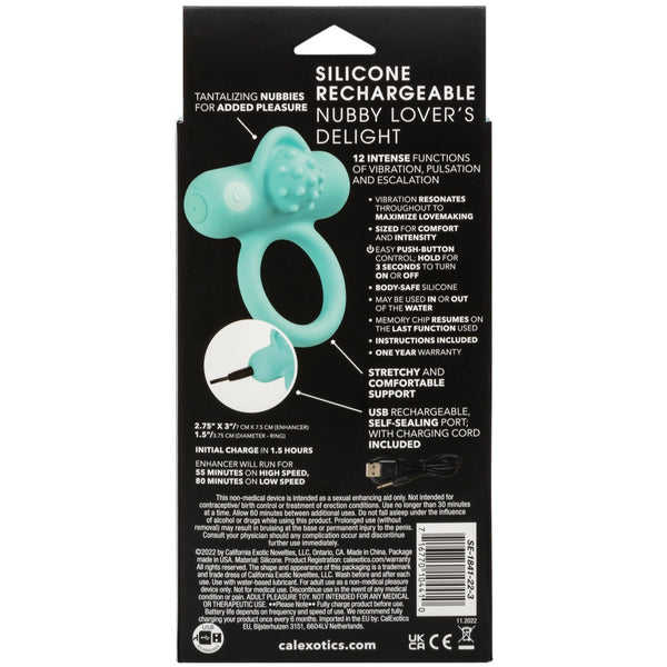 CalExotics Couple's Enhancers Silicone Rechargeable Nubby Lover’s Delight - Extreme Toyz Singapore - https://extremetoyz.com.sg - Sex Toys and Lingerie Online Store - Bondage Gear / Vibrators / Electrosex Toys / Wireless Remote Control Vibes / Sexy Lingerie and Role Play / BDSM / Dungeon Furnitures / Dildos and Strap Ons &nbsp;/ Anal and Prostate Massagers / Anal Douche and Cleaning Aide / Delay Sprays and Gels / Lubricants and more...