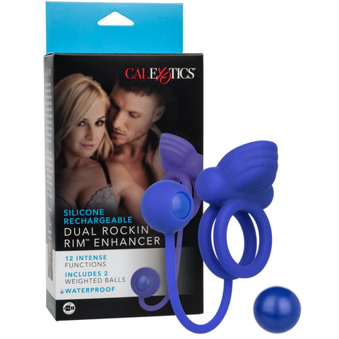 CalExotics Couple's Enhancers Dual Rockin' Rim Enhancer Rechargeable Cock Ring - Extreme Toyz Singapore - https://extremetoyz.com.sg - Sex Toys and Lingerie Online Store - Bondage Gear / Vibrators / Electrosex Toys / Wireless Remote Control Vibes / Sexy Lingerie and Role Play / BDSM / Dungeon Furnitures / Dildos and Strap Ons &nbsp;/ Anal and Prostate Massagers / Anal Douche and Cleaning Aide / Delay Sprays and Gels / Lubricants and more...