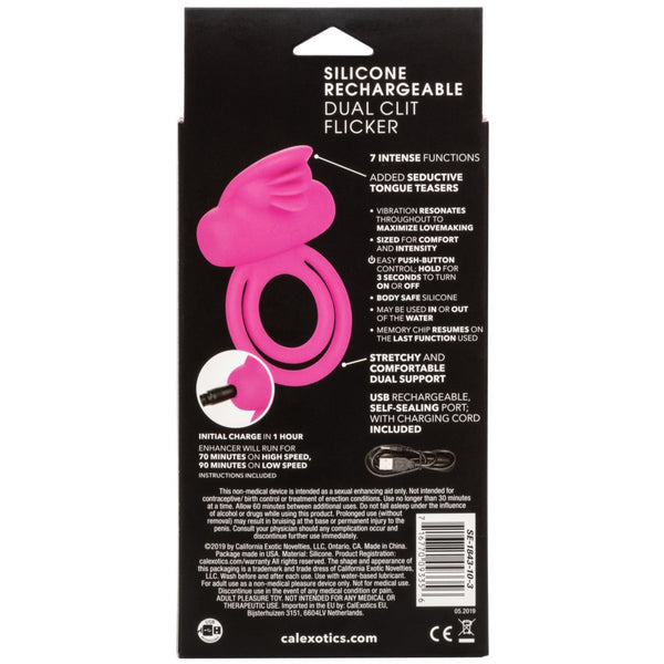 CalExotics Couple's Enhancers Silicone Rechargeable Dual Clit Flicker Enhancer - Extreme Toyz Singapore - https://extremetoyz.com.sg - Sex Toys and Lingerie Online Store - Bondage Gear / Vibrators / Electrosex Toys / Wireless Remote Control Vibes / Sexy Lingerie and Role Play / BDSM / Dungeon Furnitures / Dildos and Strap Ons &nbsp;/ Anal and Prostate Massagers / Anal Douche and Cleaning Aide / Delay Sprays and Gels / Lubricants and more...