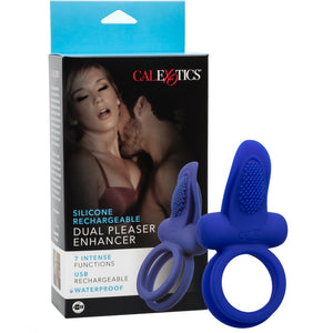 CalExotics Couple's Enhancers Silicone Rechargeable Dual Pleaser Enhancer - Extreme Toyz Singapore - https://extremetoyz.com.sg - Sex Toys and Lingerie Online Store - Bondage Gear / Vibrators / Electrosex Toys / Wireless Remote Control Vibes / Sexy Lingerie and Role Play / BDSM / Dungeon Furnitures / Dildos and Strap Ons &nbsp;/ Anal and Prostate Massagers / Anal Douche and Cleaning Aide / Delay Sprays and Gels / Lubricants and more...