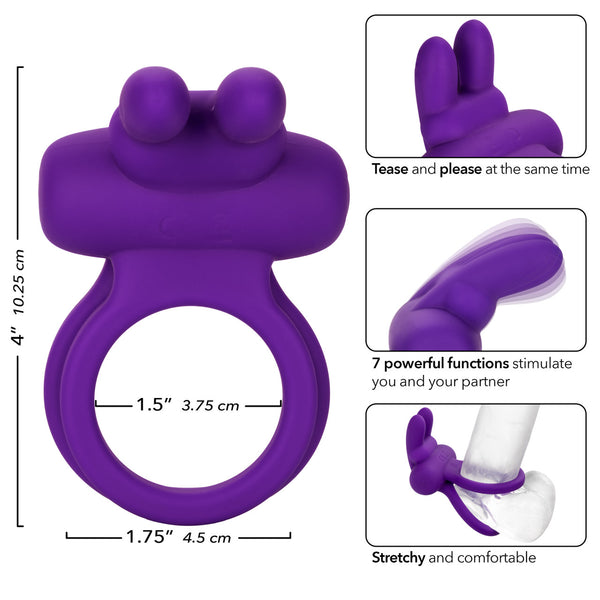 CalExotics Couple's Enhancers Silicone Rechargeable Dual Rockin’ Rabbit Enhancer - Extreme Toyz Singapore - https://extremetoyz.com.sg - Sex Toys and Lingerie Online Store - Bondage Gear / Vibrators / Electrosex Toys / Wireless Remote Control Vibes / Sexy Lingerie and Role Play / BDSM / Dungeon Furnitures / Dildos and Strap Ons &nbsp;/ Anal and Prostate Massagers / Anal Douche and Cleaning Aide / Delay Sprays and Gels / Lubricants and more...