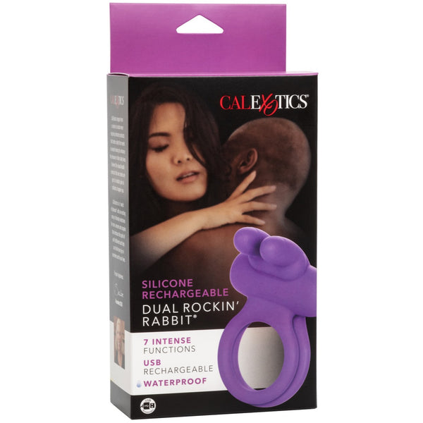 CalExotics Couple's Enhancers Silicone Rechargeable Dual Rockin’ Rabbit Enhancer - Extreme Toyz Singapore - https://extremetoyz.com.sg - Sex Toys and Lingerie Online Store - Bondage Gear / Vibrators / Electrosex Toys / Wireless Remote Control Vibes / Sexy Lingerie and Role Play / BDSM / Dungeon Furnitures / Dildos and Strap Ons &nbsp;/ Anal and Prostate Massagers / Anal Douche and Cleaning Aide / Delay Sprays and Gels / Lubricants and more...