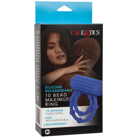 CalExotics Silicone Rechargeable 10 Bead Maximus Cock Ring - Extreme Toyz Singapore - https://extremetoyz.com.sg - Sex Toys and Lingerie Online Store 