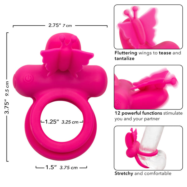 CalExotics Couple's Enhancers Silicone Rechargeable Dual Butterfly Ring - Extreme Toyz Singapore - https://extremetoyz.com.sg - Sex Toys and Lingerie Online Store - Bondage Gear / Vibrators / Electrosex Toys / Wireless Remote Control Vibes / Sexy Lingerie and Role Play / BDSM / Dungeon Furnitures / Dildos and Strap Ons &nbsp;/ Anal and Prostate Massagers / Anal Douche and Cleaning Aide / Delay Sprays and Gels / Lubricants and more...